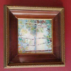 Signed R.G. Harris Oil Painting "Lake Birches"